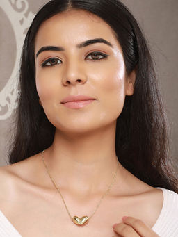 Saraf RS Jewellery - Anti-Tarnish Gold Plated Chunky Heart Pendant Necklace