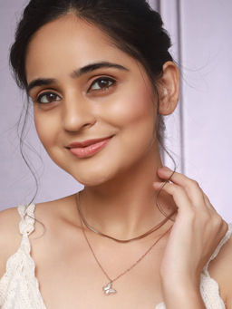 Saraf RS Jewellery - Anti Tarnish Rose Gold Polish Layered Butterfly Snake Necklace