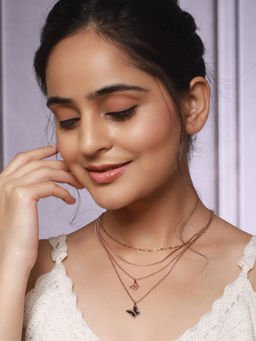Saraf RS Jewellery - Anti Tarnish Rose Gold 4 Layered Chunky Shadow Butterfly Pendant Necklace