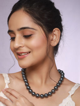 Saraf RS Jewellery - Anti Tarnish Grey Faux Pearls String Mala Dailywear Necklace