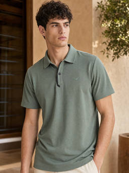 Nobero - Men Stealth Snap UPF 50 Saga Green Polo T-Shirt