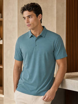 Nobero - Men Limitless Performance Teal Polo T-shirt