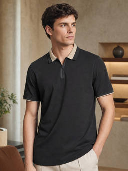 Nobero - Men Monaco Zip Polo T-Shirt