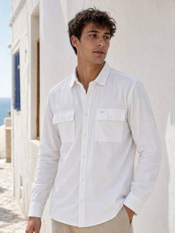 Nobero - Men Regular Fit Cotton White Casual Shirt