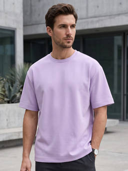 Nobero - Men Premium Solid Cotton Lavender T-Shirt