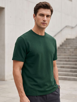 Nobero - Men Premium Solid Cotton Green T-Shirt