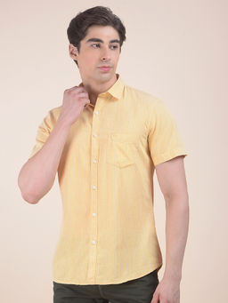 Cantabil - Yellow Stripes Casual Shirt for Men