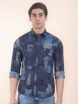 Cantabil - Navy Blue Casual Shirt for Men