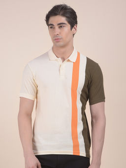 Cantabil - off White Polo T-Shirt for Men
