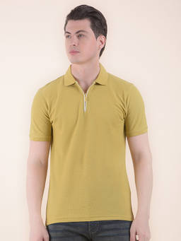 Cantabil - Yellow Zipper Polo T-Shirt for Men