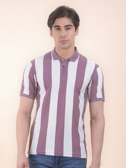Cantabil - Purple Stripes Polo T-Shirt for Men