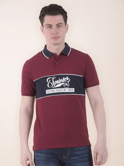 Cantabil - Wine Printed Polo T-Shirt for Men