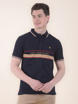 Cantabil - Navy Blue Printed T-Shirt for Men