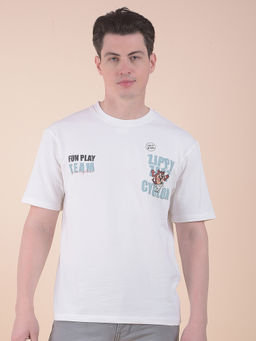 Cantabil - White Graphic T-Shirt for Men