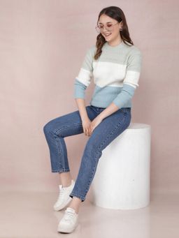 CRIMSOUNE CLUB - Women Multi-Color Color-Blocked Acrylic Sweater