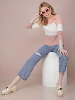 CRIMSOUNE CLUB - Women Multi-Color Color-Blocked Acrylic Sweater