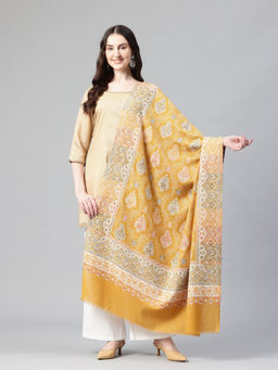 SWI STYLISH - Women Floral Woven Design Kani Wool Shawl