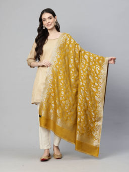 SWI STYLISH - Womens Mustard Zari Kani Modal Jamawar Shawl