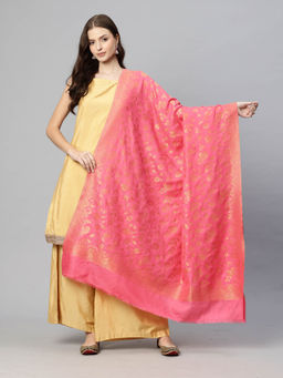 SWI STYLISH - Womens Pink Zari Kani Modal Jamawar Shawl