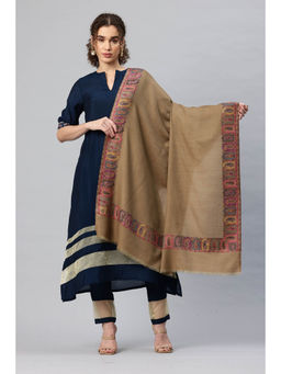 SWI STYLISH - Womens Brown Kani Woven Design Wool Shawl
