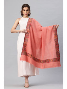 SWI STYLISH - Womens Peach Kani Woven Design Wool Shawl
