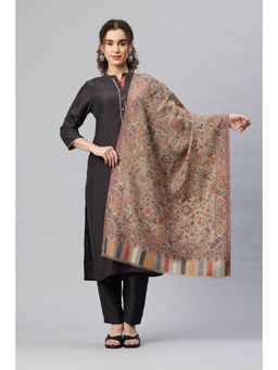 SWI STYLISH - Womens Beige Kani Woven Design Wool Stole