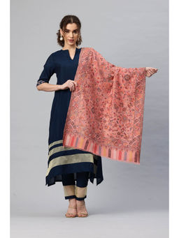 SWI STYLISH - Womens Pink Kani Woven Design Wool Stole