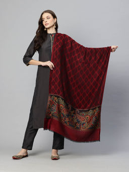 SWI STYLISH - Womens Black Modal Jamawar Stole