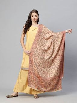 SWI STYLISH - Womens Beige Modal Jamawar Stole