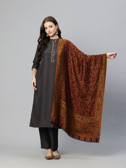 SWI STYLISH - Womens Maroon Modal Jamawar Stole