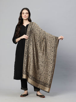 SWI STYLISH - Womens Beige Modal Jamawar Stole