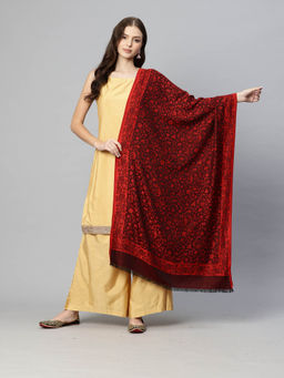 SWI STYLISH - Womens Black Modal Jamawar Stole