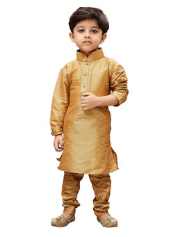 FOURFOLDS - Boys Gold Party Kurta Pyjama (Set of 2)