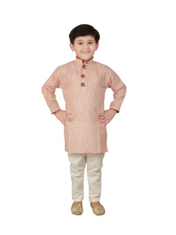 FOURFOLDS - Pink Ethnic Wear Kurta Pyjama for Boys (Set of 2)