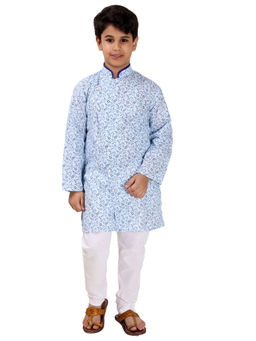 FOURFOLDS - Blue Ethnic Wear Kurta Pyjama for Boys (Set of 2)