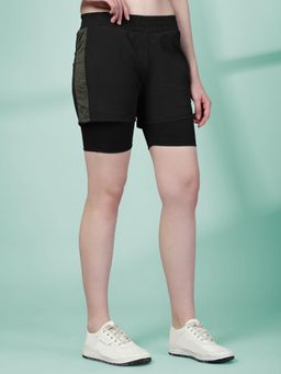CHKOKKO - Double Layered Shorts For Women - Olive