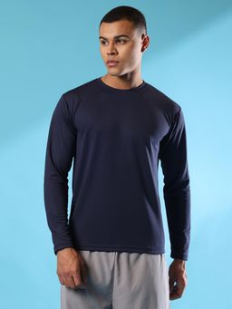 CHKOKKO - Mens Blue Regular Fit Sports T-Shirt