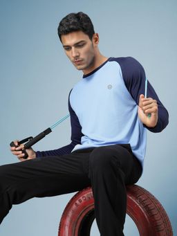 CHKOKKO - Men Blue Full Sleeves Gym T-Shirt