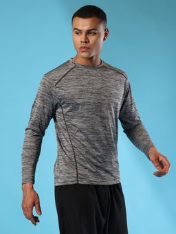 CHKOKKO - Mens Grey Full Sleeves Sport T-Shirt