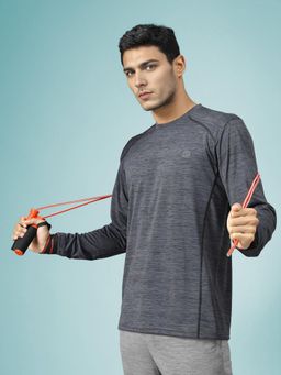 CHKOKKO - Mens Grey Full Sleeves Sport T-Shirt