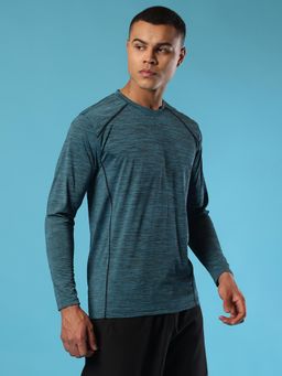 CHKOKKO - Mens Green Full Sleeves Sport T-Shirt