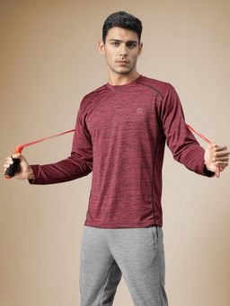 CHKOKKO - Mens Red Full Sleeves Sport T-Shirt
