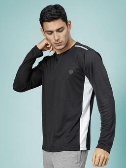 CHKOKKO - Men Black Polyester Colorblock Regular Fit T-Shirt