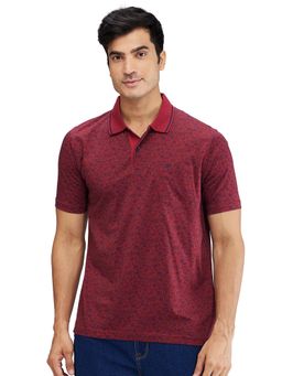 ColorPlus - Comfortable Fit Printed Medium Red Polo T-Shirt