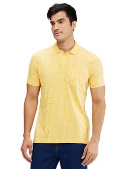 Park Avenue - Slim Fit Printed Medium Yellow Polo T-Shirt