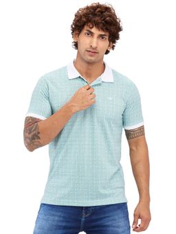Park Avenue - Slim Fit Printed Green and White Polo T-Shirt