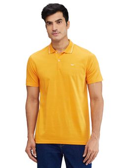 Park Avenue - Slim Fit Solid Medium Yellow Polo T-Shirt