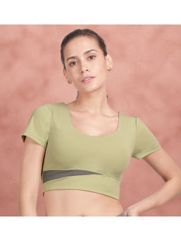 Shyaway - Green And Grey U Neckline Padded Sports Bra