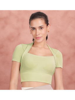 Shyaway - Jadesheen Green Half Sleeve Padded Sports Bra