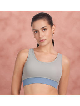 Shyaway - Grey And Blue Low Impact Removable Padding Sports Bra